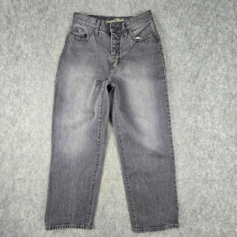 Universal Thread Jeans Womens 4/27R Black Straight High Rise Button Fly